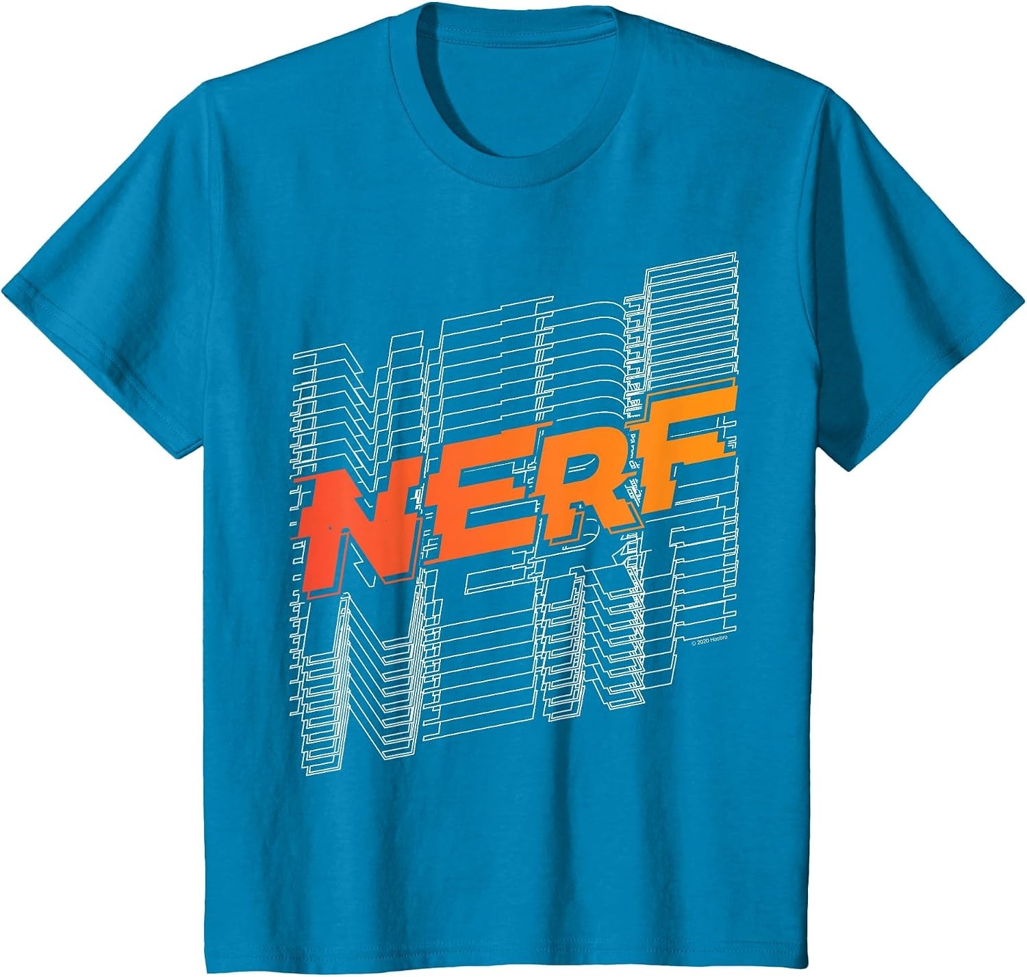 image:imageNerf Stacked Silhouette Retro Nerf Action Logo TShirtSapphire Blue
