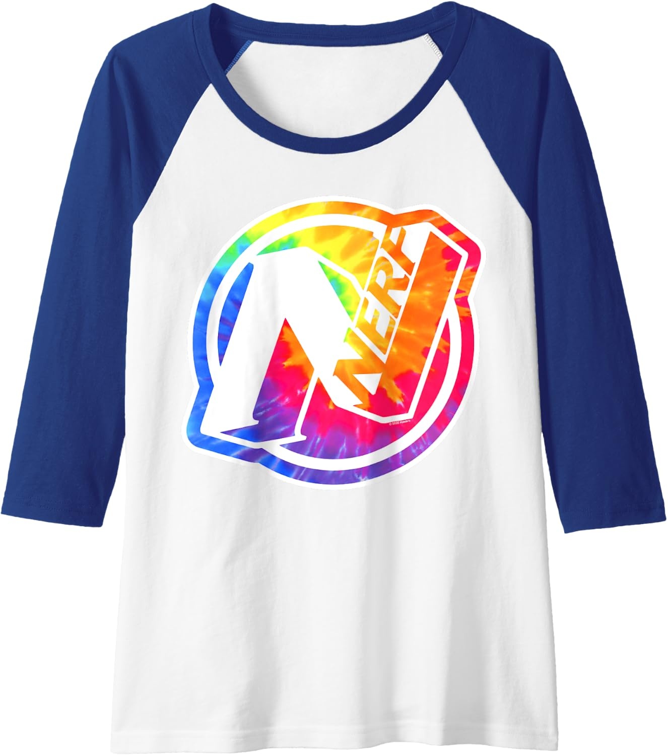 image:imageNerf Tie Dye Logo Raglan Baseball TeeRoyal BlueWhite