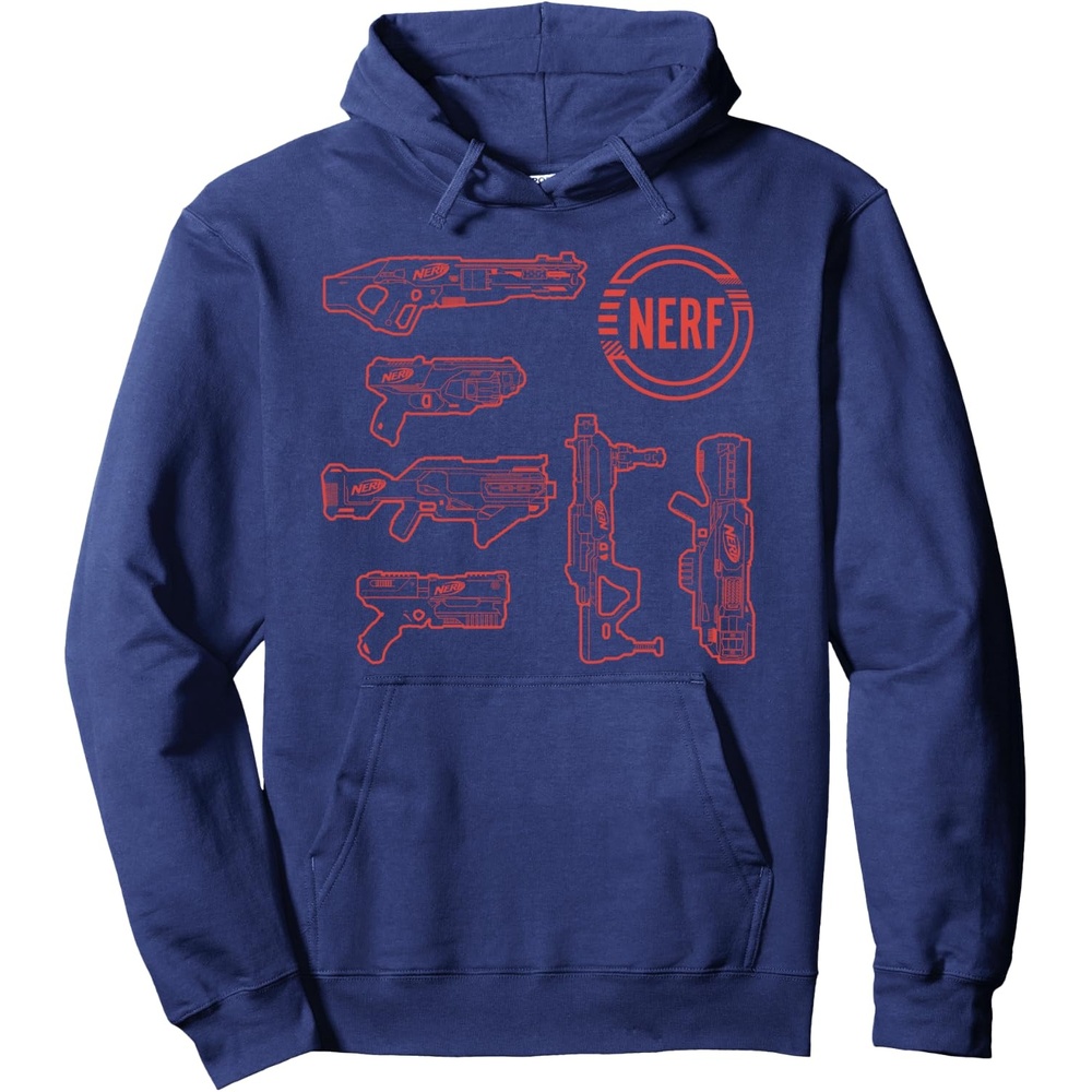 image:imageNerf Blasters Retro Schematic Textbook Outlines Pullover HoodieNavy Blue