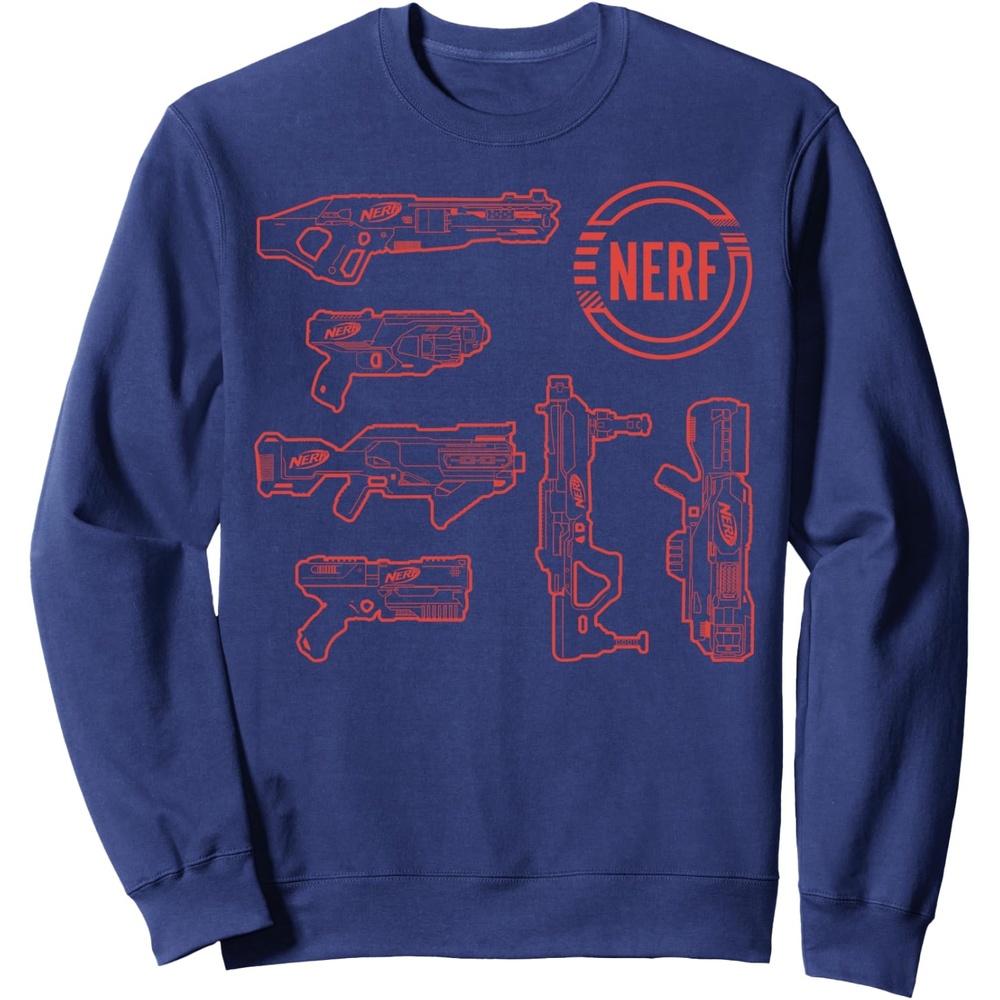 image:imageNerf Blasters Retro Schematic Textbook Outlines SweatshirtNavy Blue
