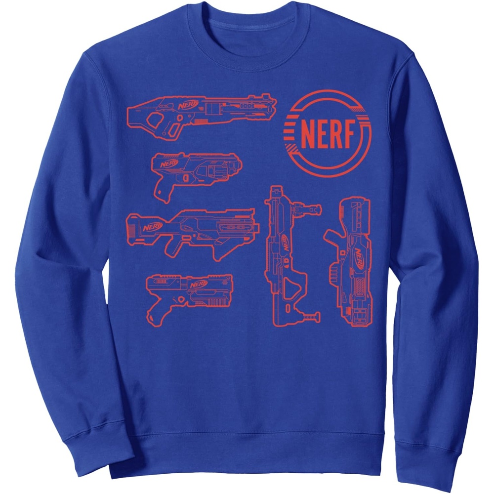 image:imageNerf Blasters Retro Schematic Textbook Outlines SweatshirtRoyal Blue