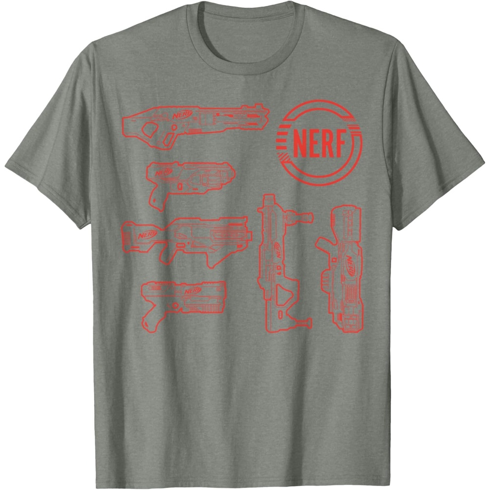 image:imageNerf Blasters Retro Schematic Textbook Outlines TShirtOlive Heather