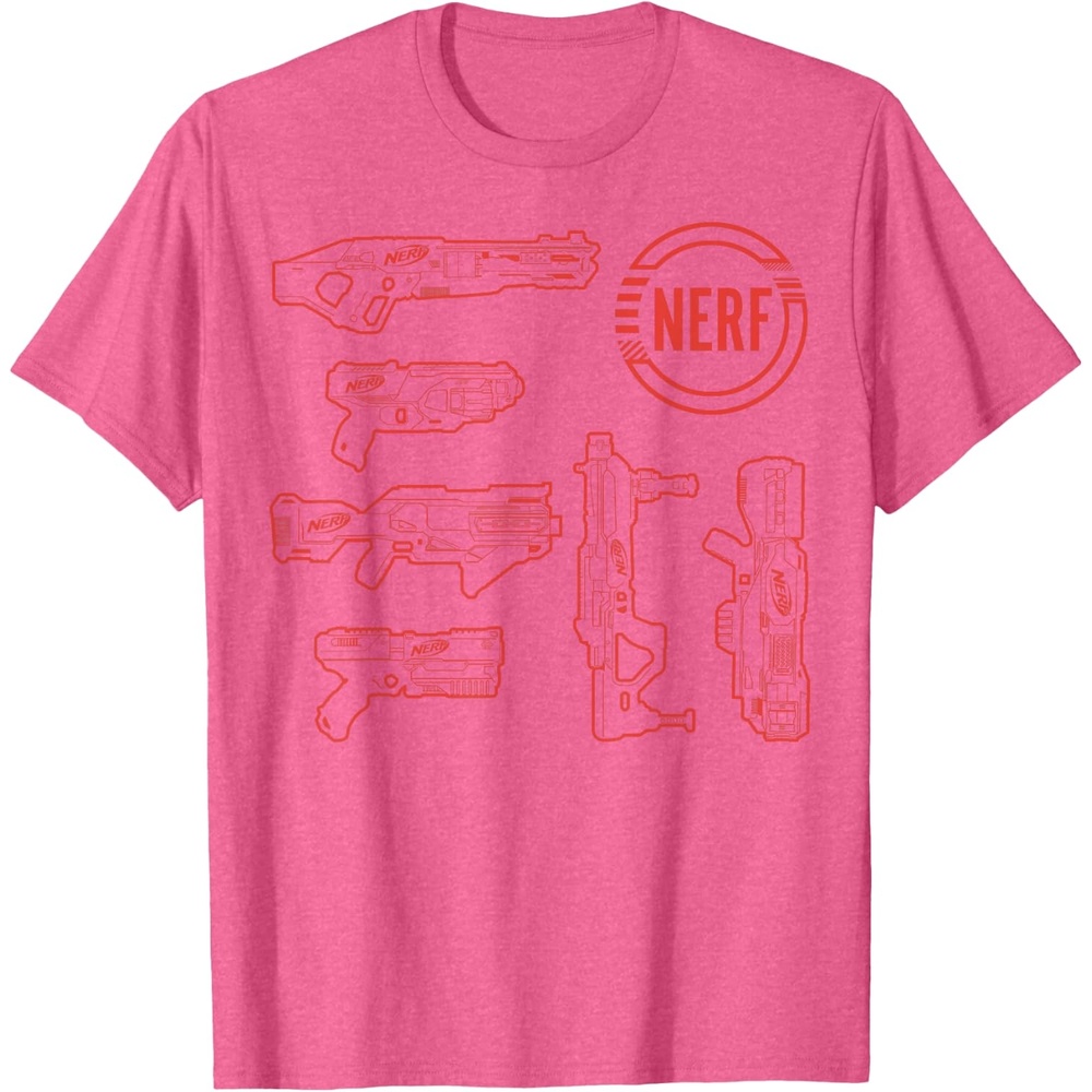 image:imageNerf Blasters Retro Schematic Textbook Outlines TShirtPink Heather