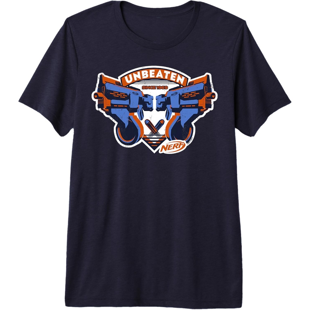 image:imageNerf Blasters Unbeaten Logo Premium Triblend TShirtNavy Blue