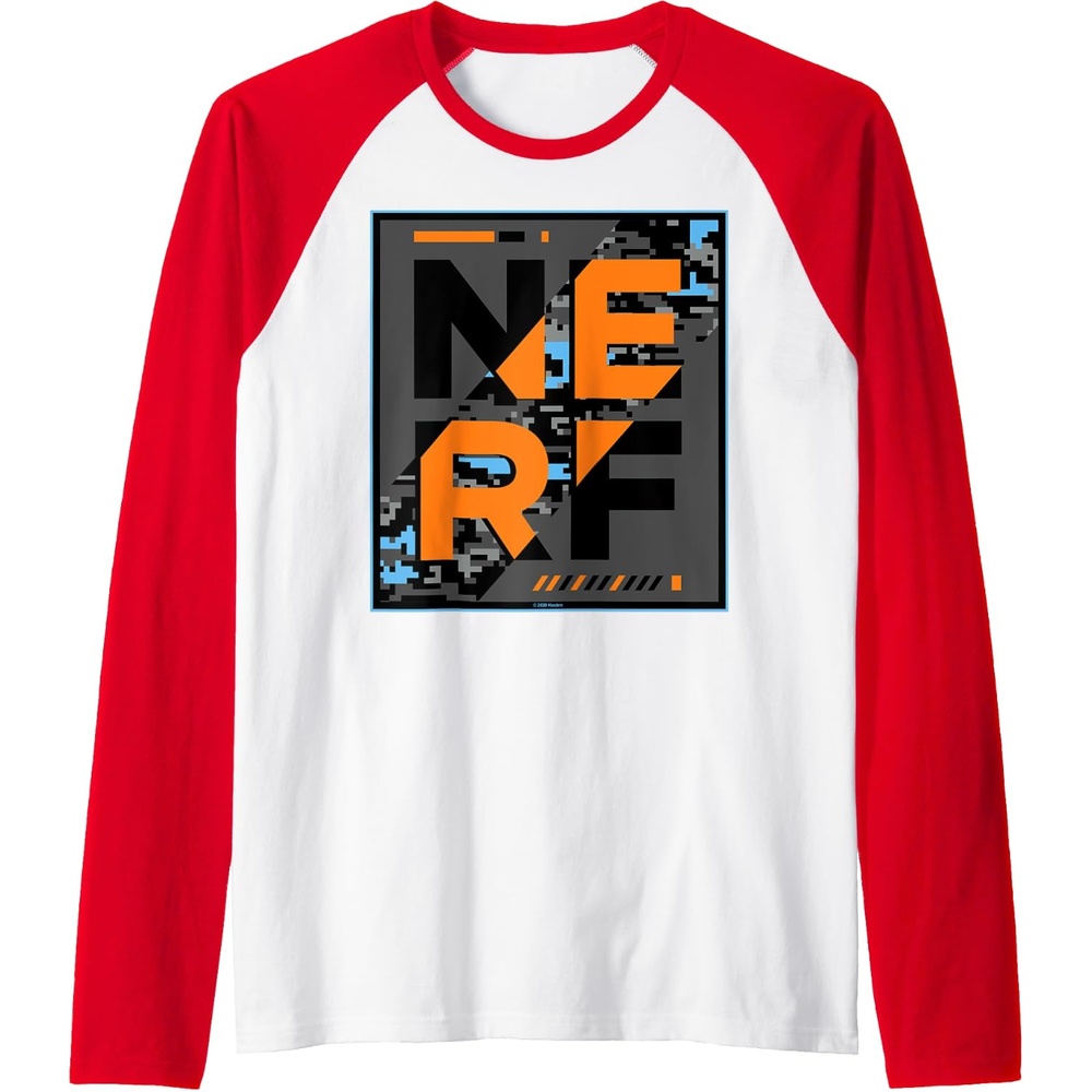 image:imageNerf Camouflage Glitch Poster Raglan Baseball TeeRedWhite