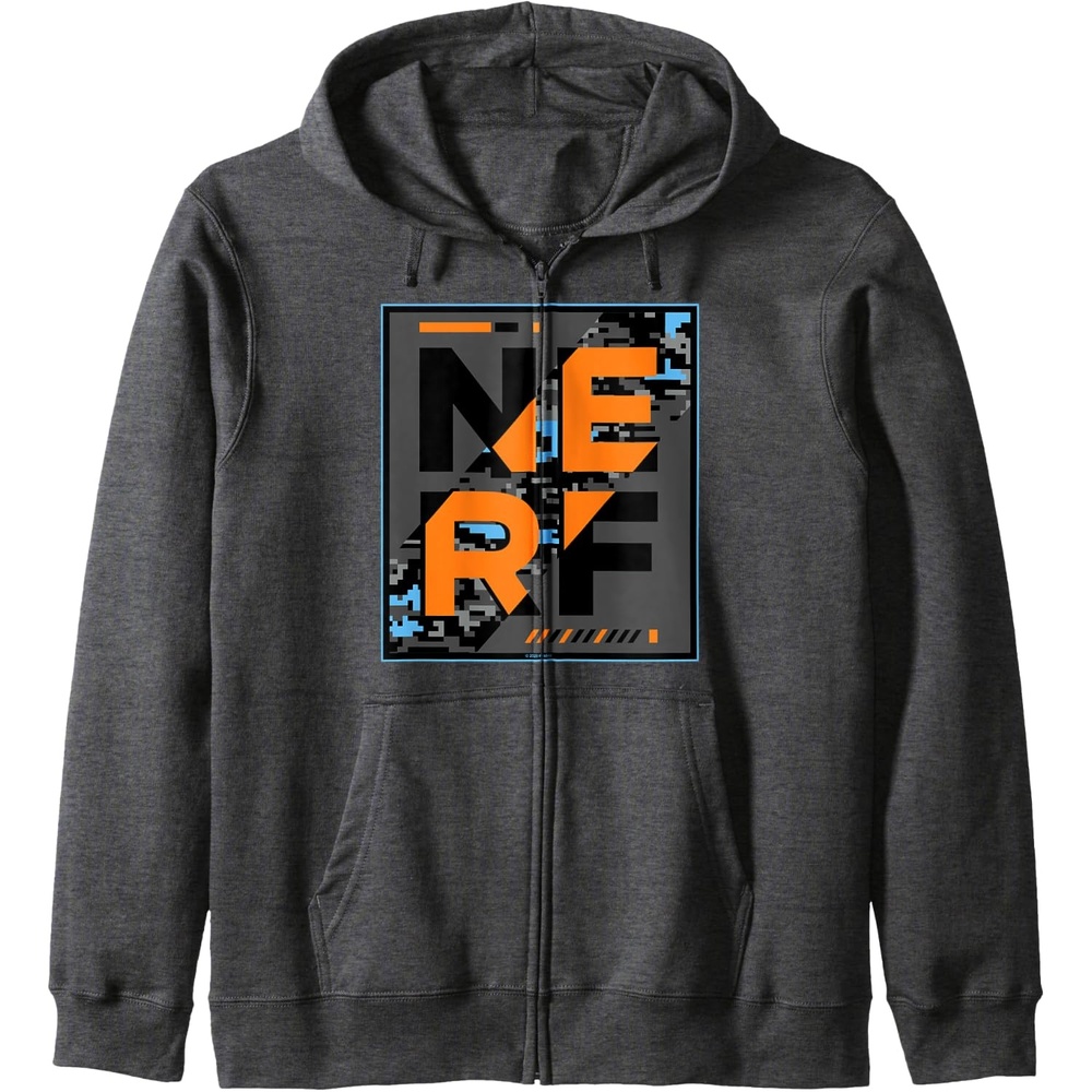 image:imageNerf Camouflage Glitch Poster Zip HoodieDark Heather Grey