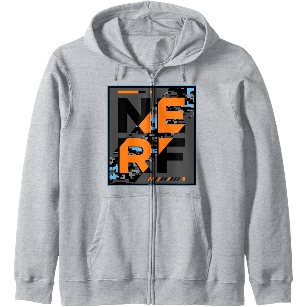 image:imageNerf Camouflage Glitch Poster Zip HoodieHeather Grey