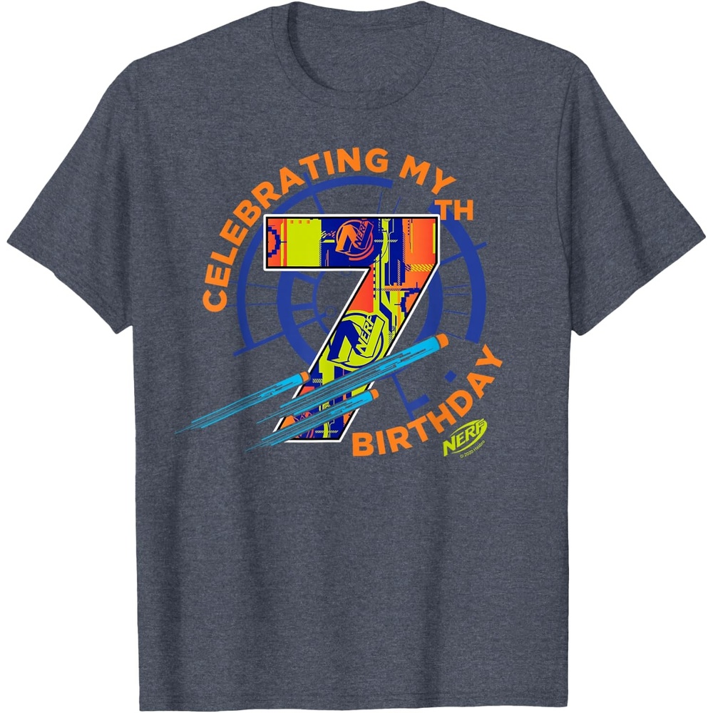 image:imageNerf Celebrating My 7th Birthday TShirtHeather Blue