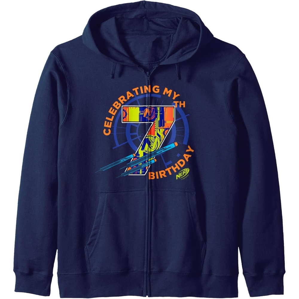 image:imageNerf Celebrating My 7th Birthday Zip HoodieNavy Blue