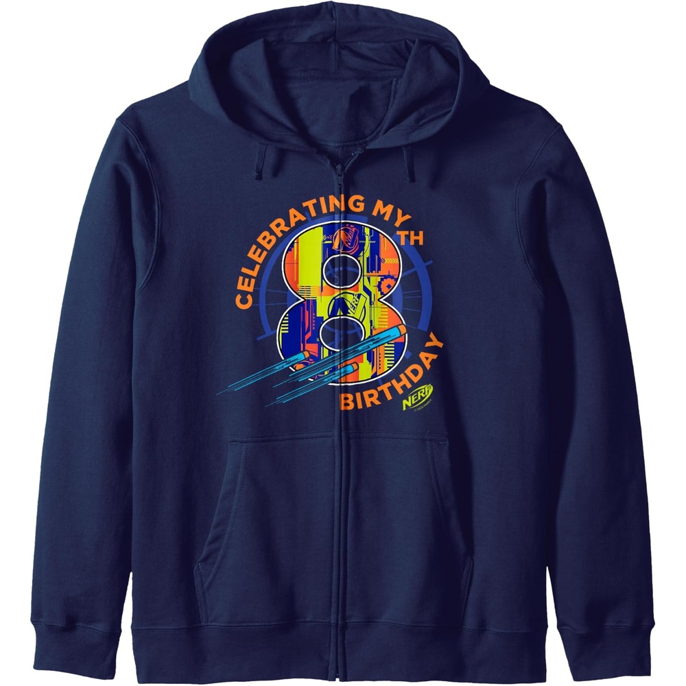image:imageNerf Celebrating My 8th Birthday Zip HoodieNavy Blue