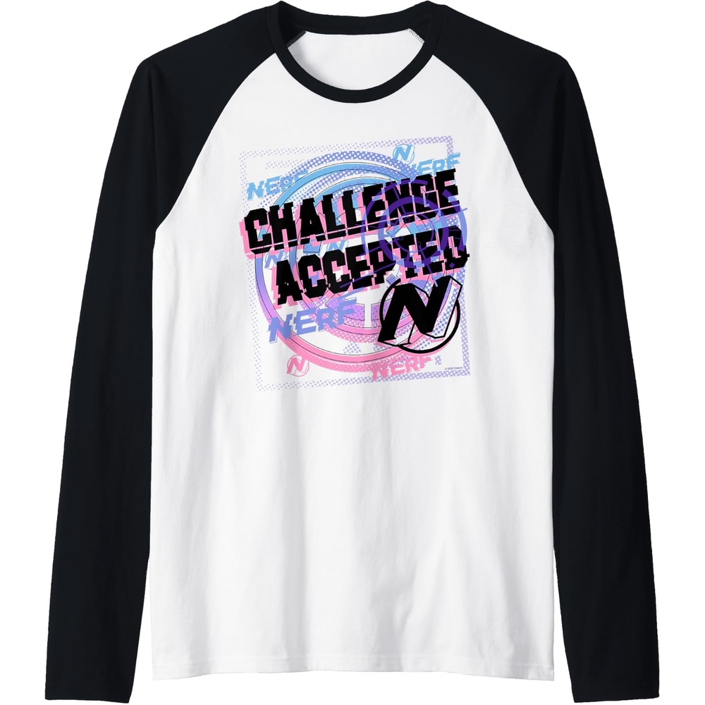 image:imageNerf Challenge Accepted Raglan Baseball TeeBlackWhite