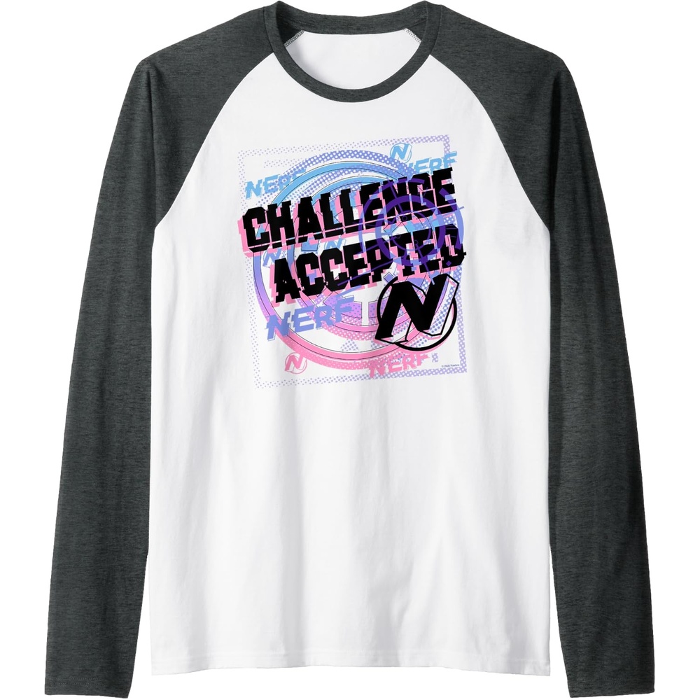 image:imageNerf Challenge Accepted Raglan Baseball TeeDark Heather GreyWhite