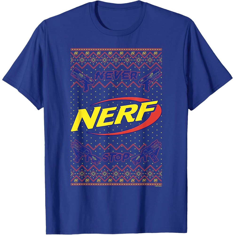 image:imageNerf Christmas Never Stop Ugly Sweater TShirtRoyal Blue