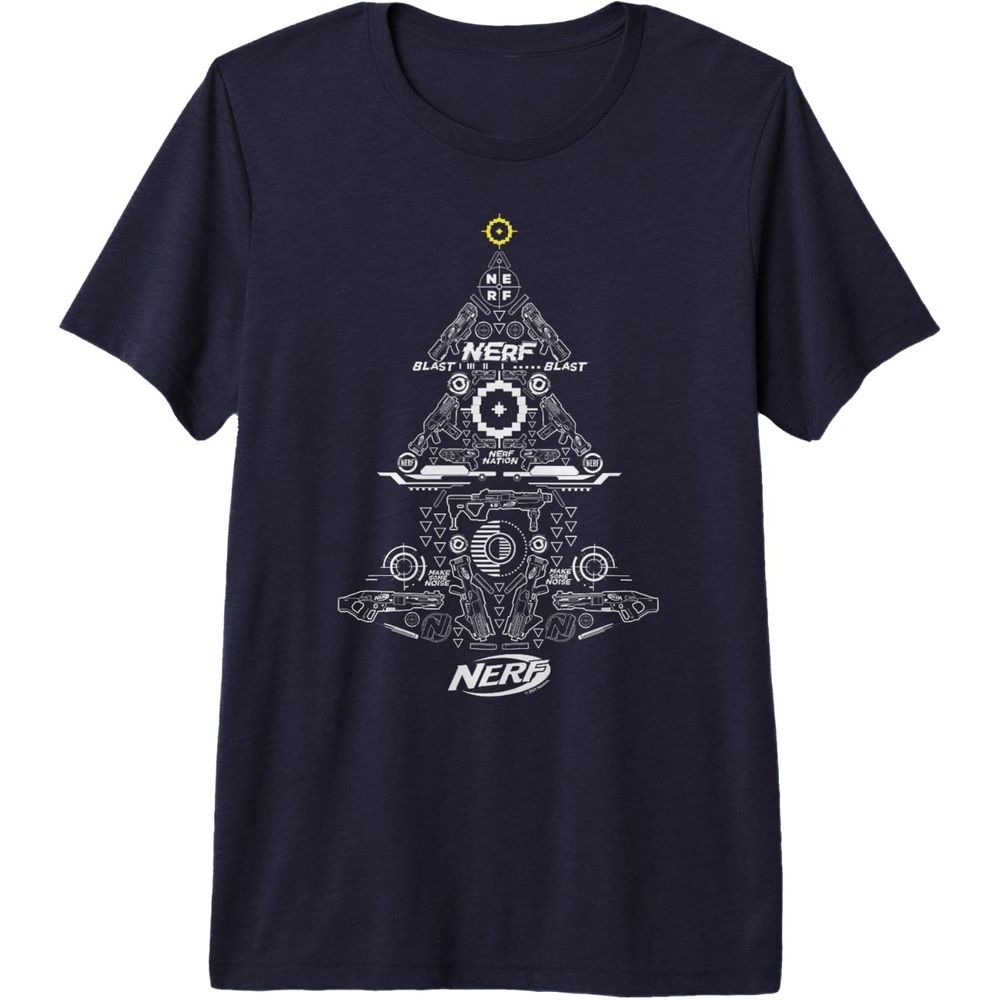 image:imageNerf Christmas Tree Toy Icons Collage Premium TShirtNavy Blue