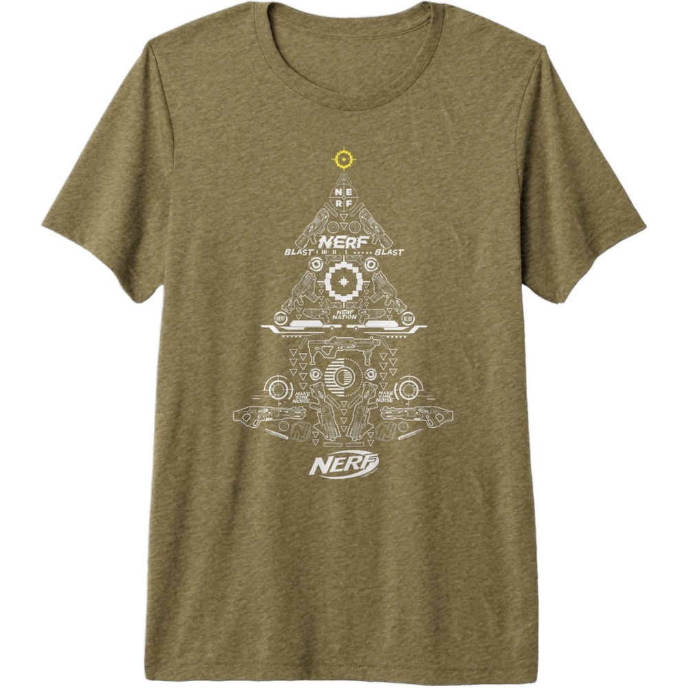image:imageNerf Christmas Tree Toy Icons Collage Premium TShirtOlive Green