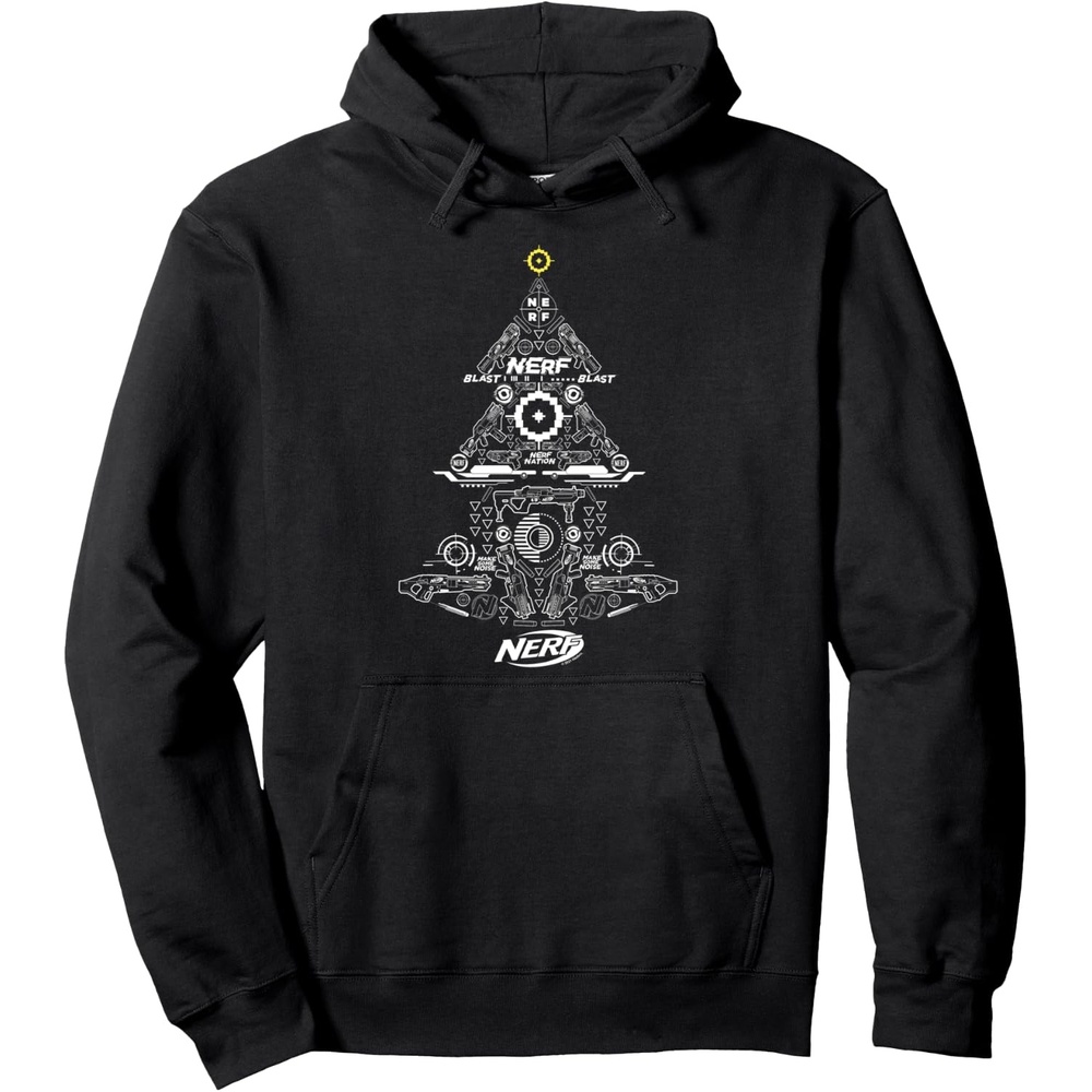 image:imageNerf Christmas Tree Toy Icons Collage Pullover HoodieBlack