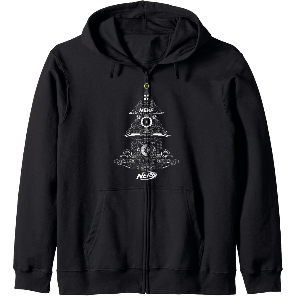 image:imageNerf Christmas Tree Toy Icons Collage Zip HoodieBlack