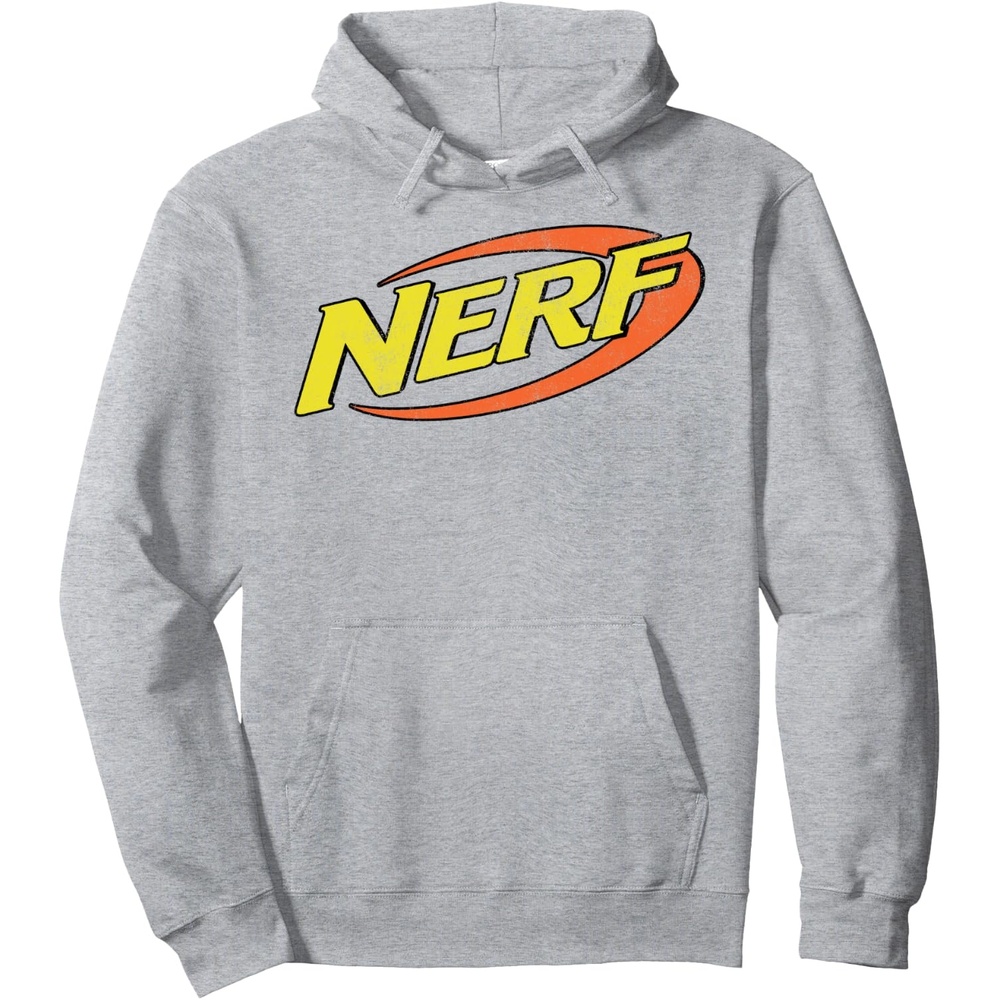 image:imageNerf Classic Distressed Retro Color Logo Pullover HoodieHeather Grey