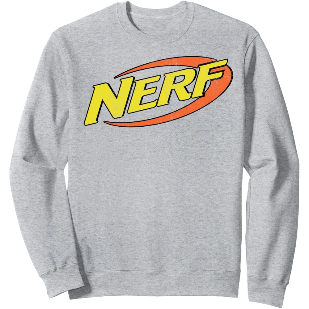 image:imageNerf Classic Distressed Retro Color Logo SweatshirtHeather Grey