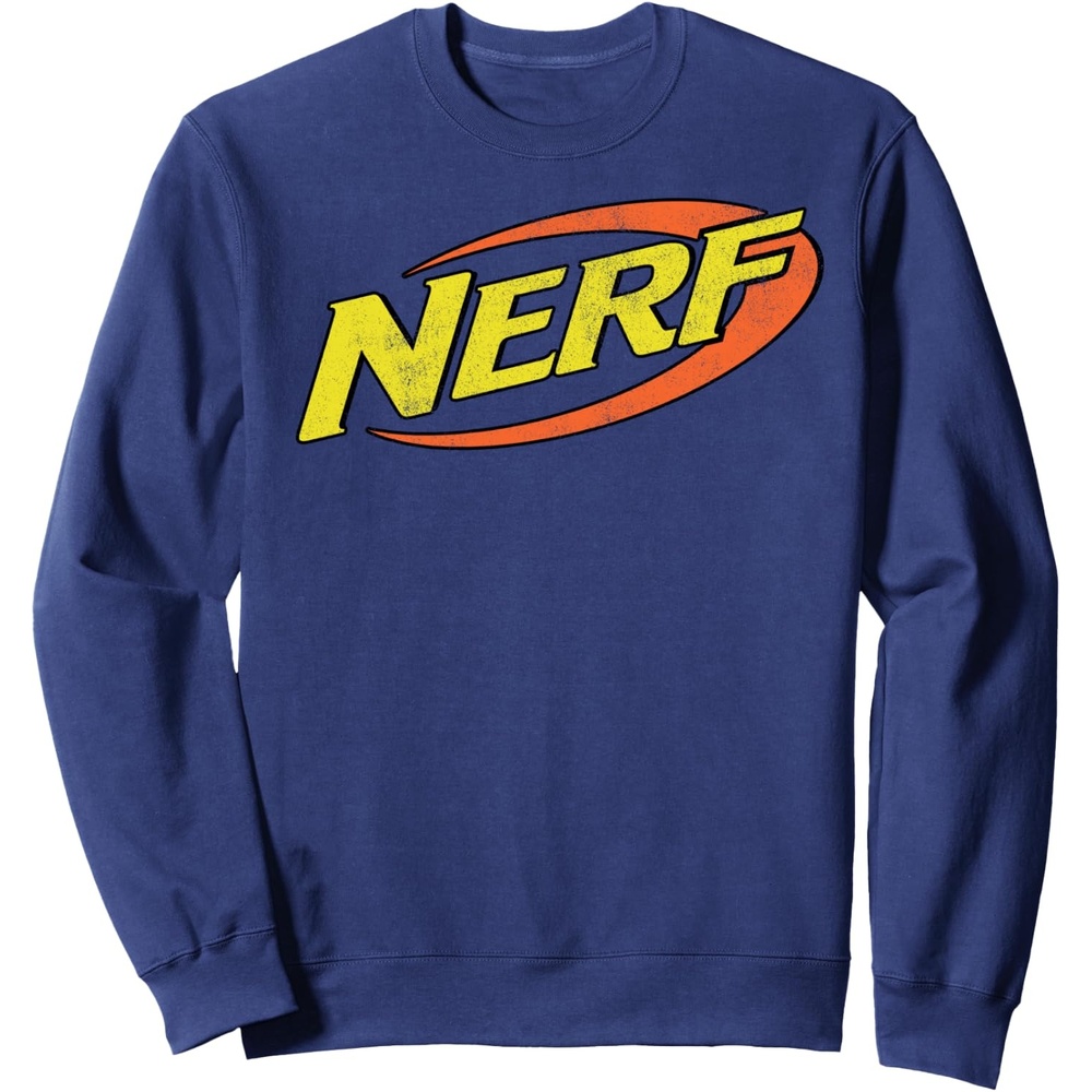 image:imageNerf Classic Distressed Retro Color Logo SweatshirtNavy Blue