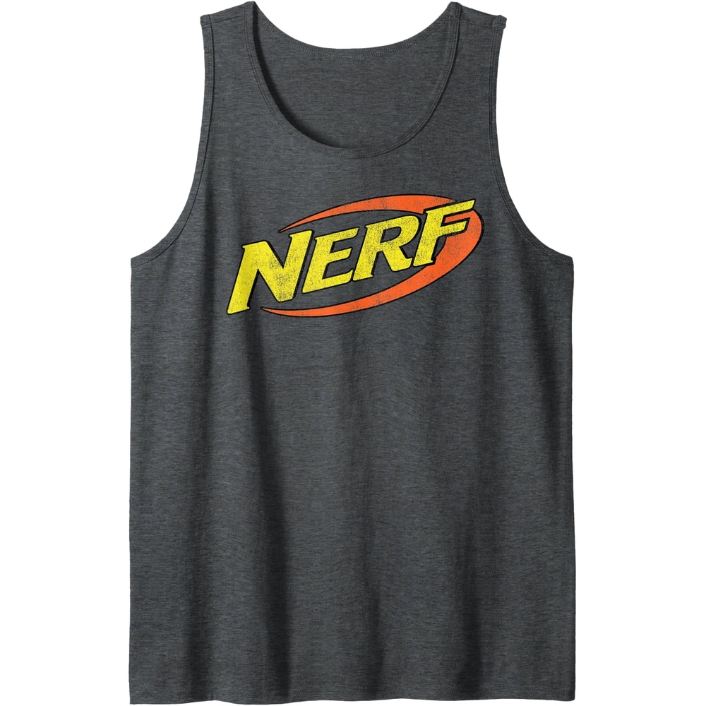 image:imageNerf Classic Distressed Retro Color Logo Tank TopDark Heather Grey