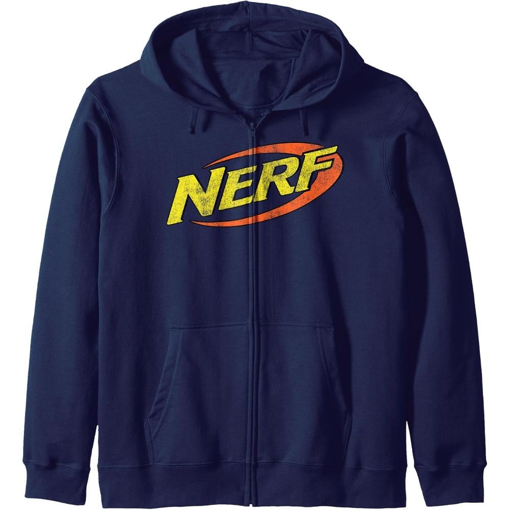 image:imageNerf Classic Distressed Retro Color Logo Zip HoodieNavy Blue