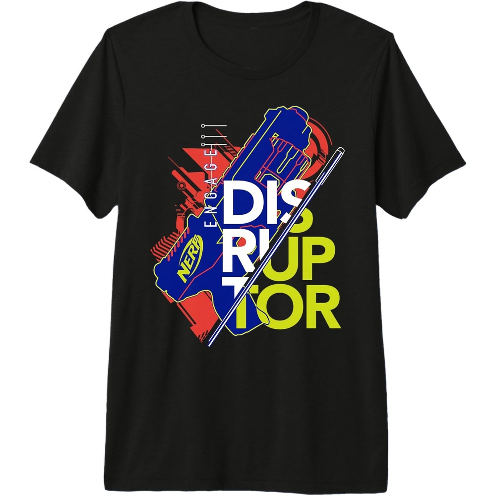 image:imageNerf Engage Disruptor Retro Vintage Text Stack Premium Triblend TShirtBlack