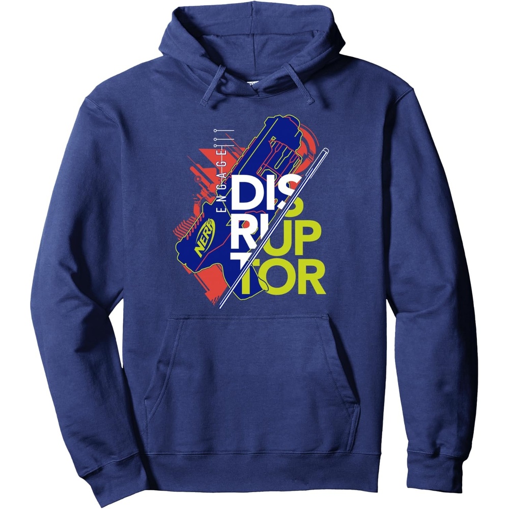 image:imageNerf Engage Disruptor Retro Vintage Text Stack Pullover HoodieNavy Blue
