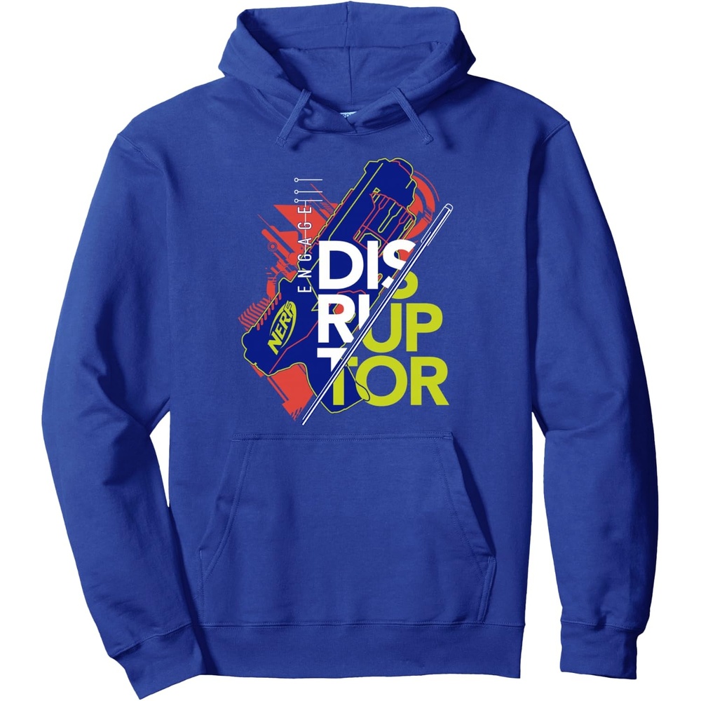 image:imageNerf Engage Disruptor Retro Vintage Text Stack Pullover HoodieRoyal Blue