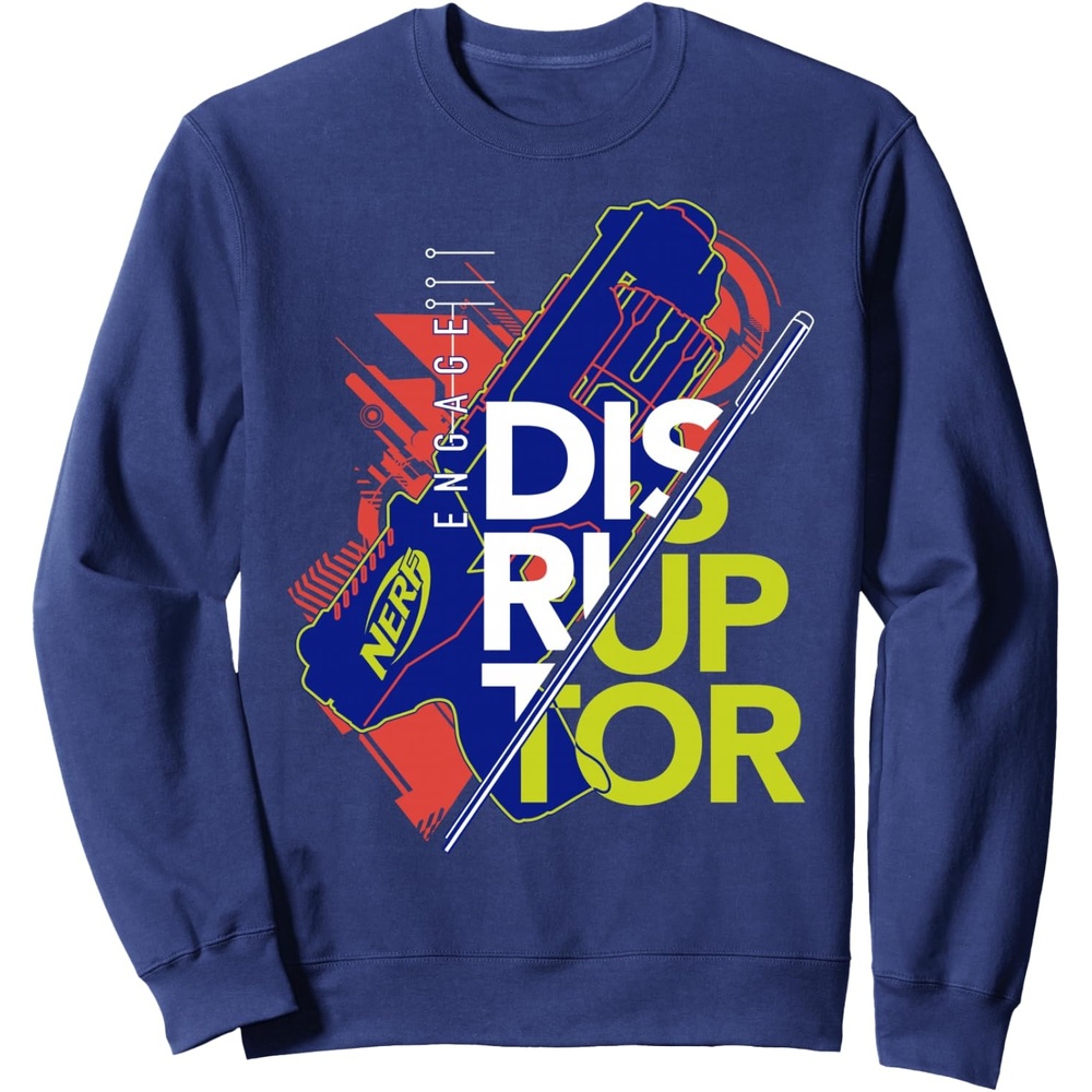 image:imageNerf Engage Disruptor Retro Vintage Text Stack SweatshirtNavy Blue