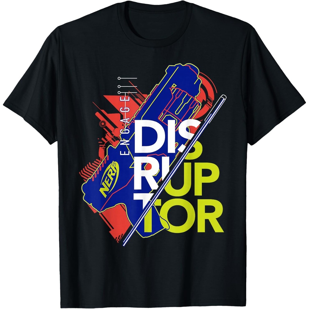 image:imageNerf Engage Disruptor Retro Vintage Text Stack TShirtBlack