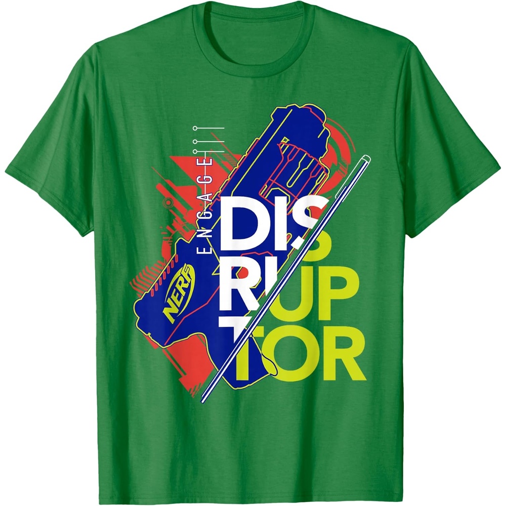 image:imageNerf Engage Disruptor Retro Vintage Text Stack TShirtKelly Green