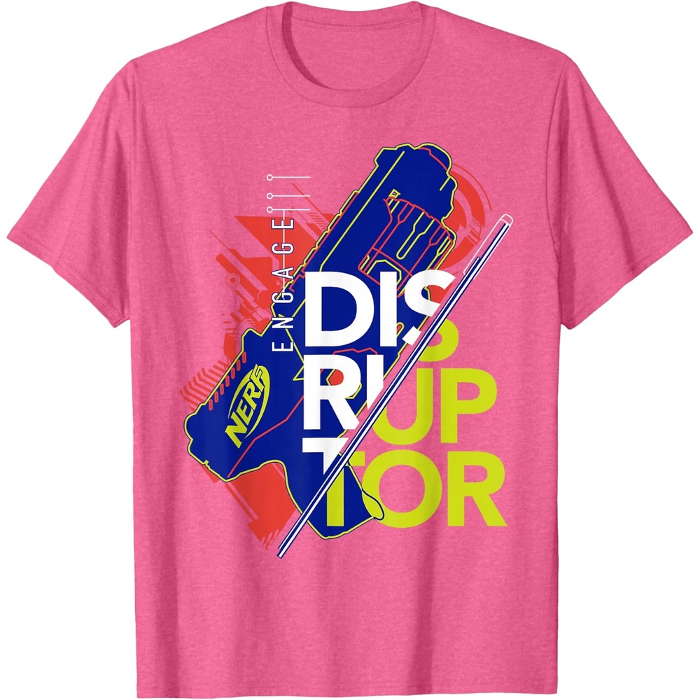 image:imageNerf Engage Disruptor Retro Vintage Text Stack TShirtPink Heather