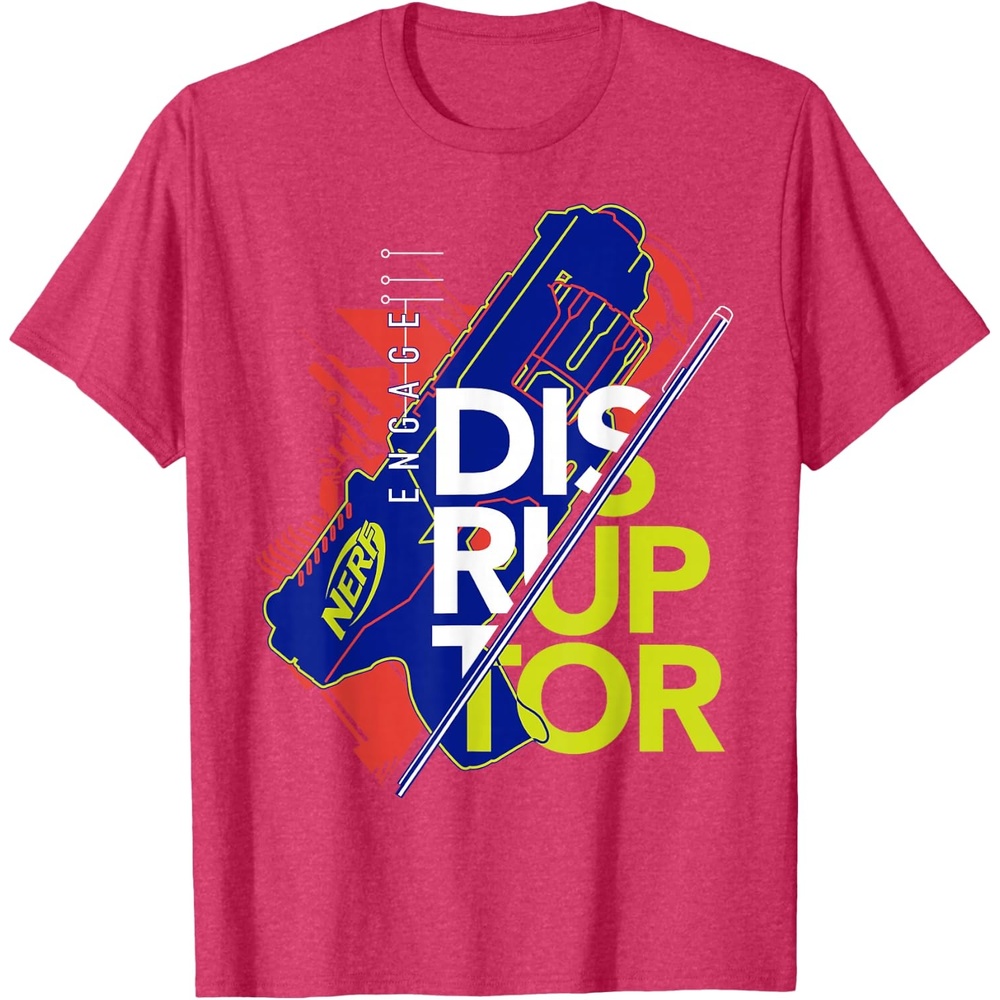 image:imageNerf Engage Disruptor Retro Vintage Text Stack TShirtRed Heather