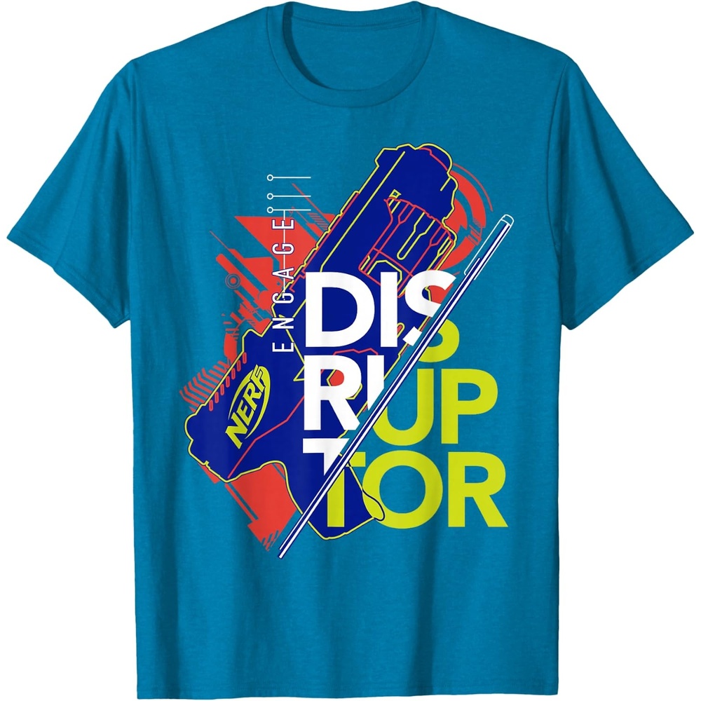 image:imageNerf Engage Disruptor Retro Vintage Text Stack TShirtSapphire Blue