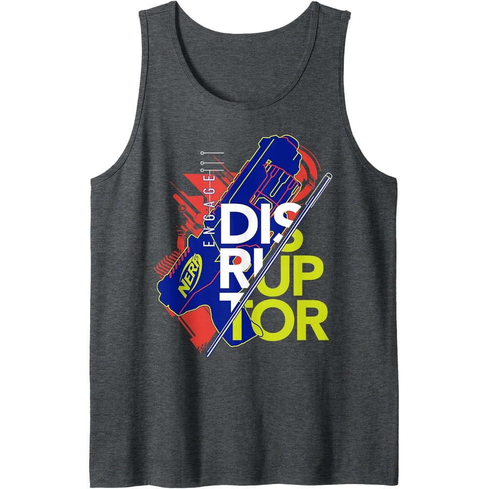 image:imageNerf Engage Disruptor Retro Vintage Text Stack Tank TopDark Heather Grey