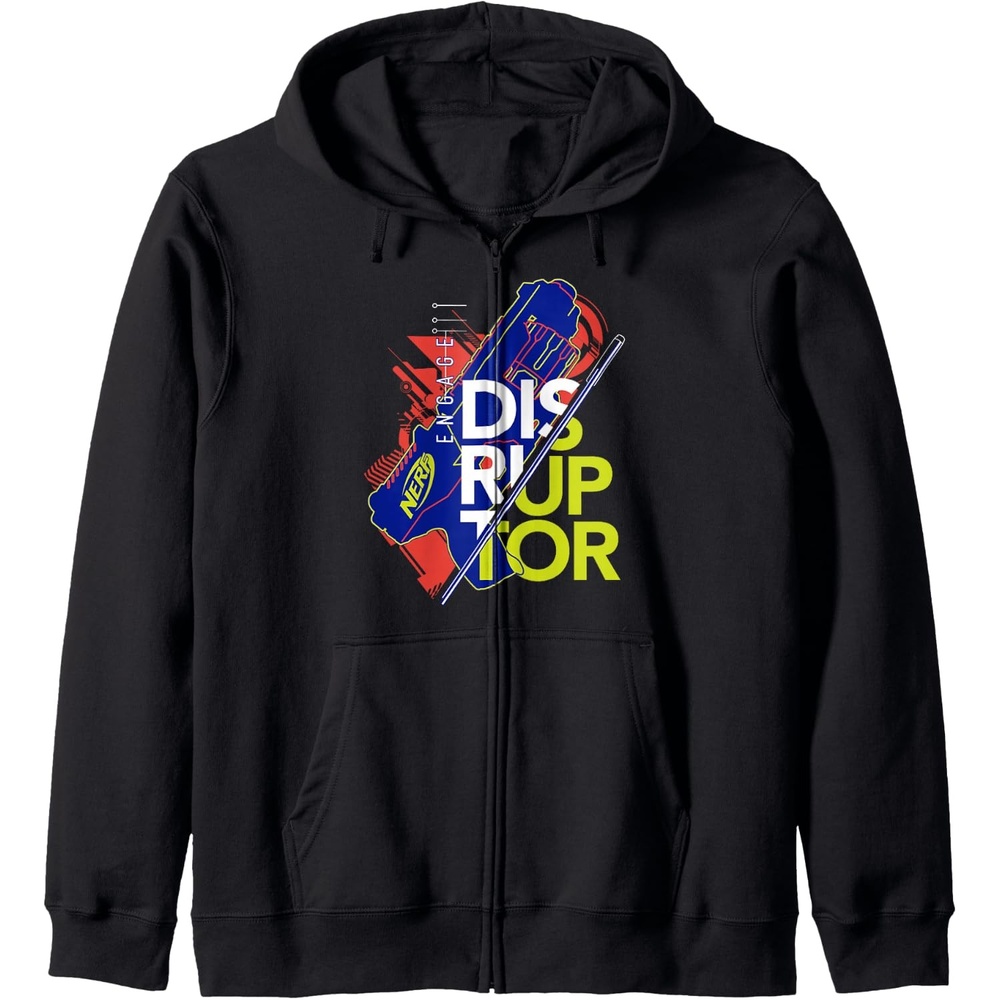 image:imageNerf Engage Disruptor Retro Vintage Text Stack Zip HoodieBlack