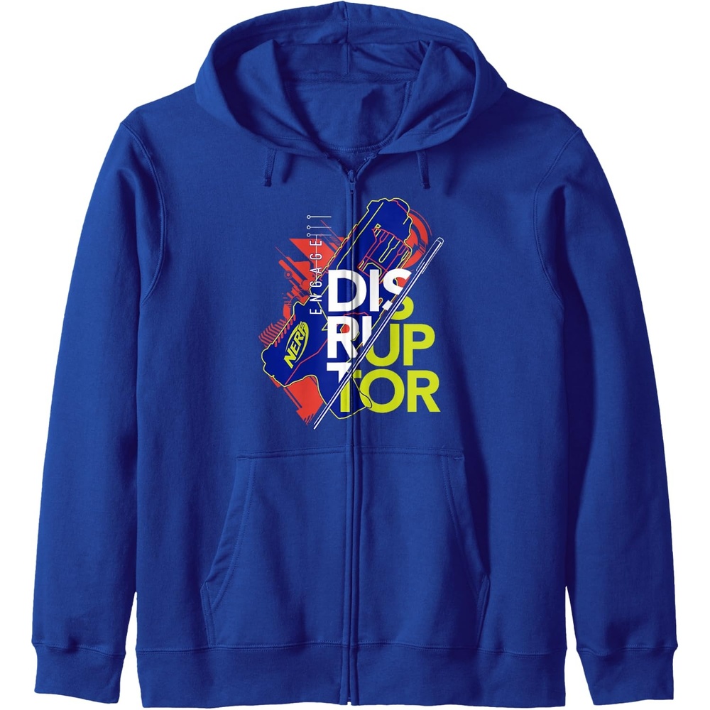 image:imageNerf Engage Disruptor Retro Vintage Text Stack Zip HoodieRoyal Blue