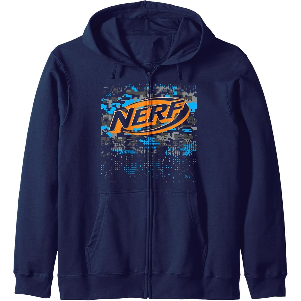 image:imageNerf Glitch Camouflage Logo Zip HoodieNavy Blue