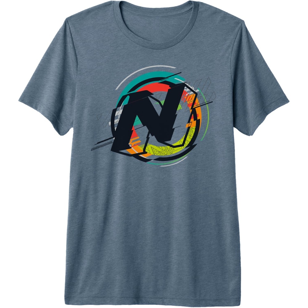 image:imageNerf Glitch Color Graphic Logo Premium Triblend TShirtSlate Grey
