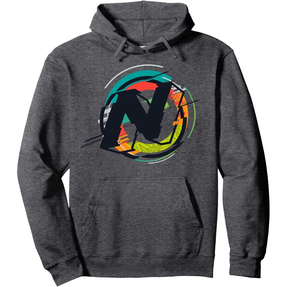 image:imageNerf Glitch Color Graphic Logo Pullover HoodieDark Heather Grey
