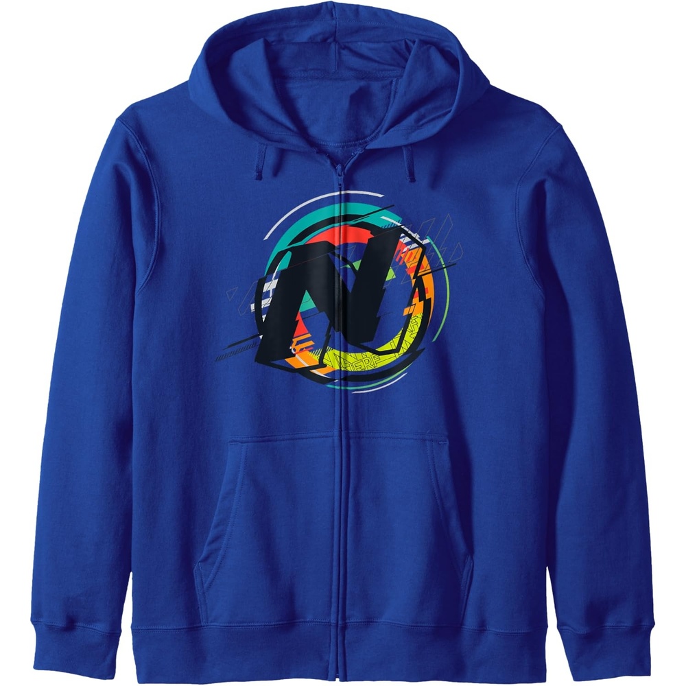 image:imageNerf Glitch Color Graphic Logo Zip HoodieRoyal Blue