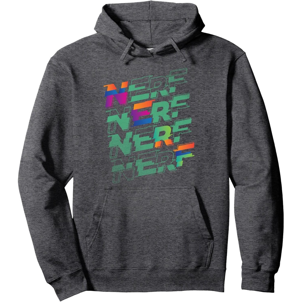 image:imageNerf Glitch Color Logo Stack Pullover HoodieDark Heather Grey