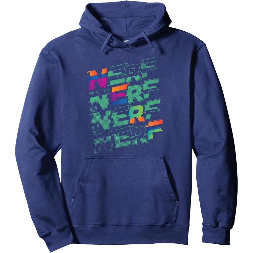 image:imageNerf Glitch Color Logo Stack Pullover HoodieNavy Blue