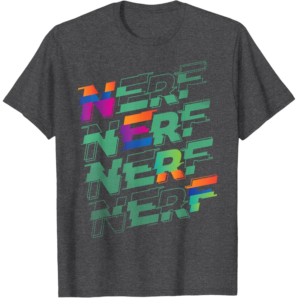 image:imageNerf Glitch Color Logo Stack TShirtDark Heather Grey