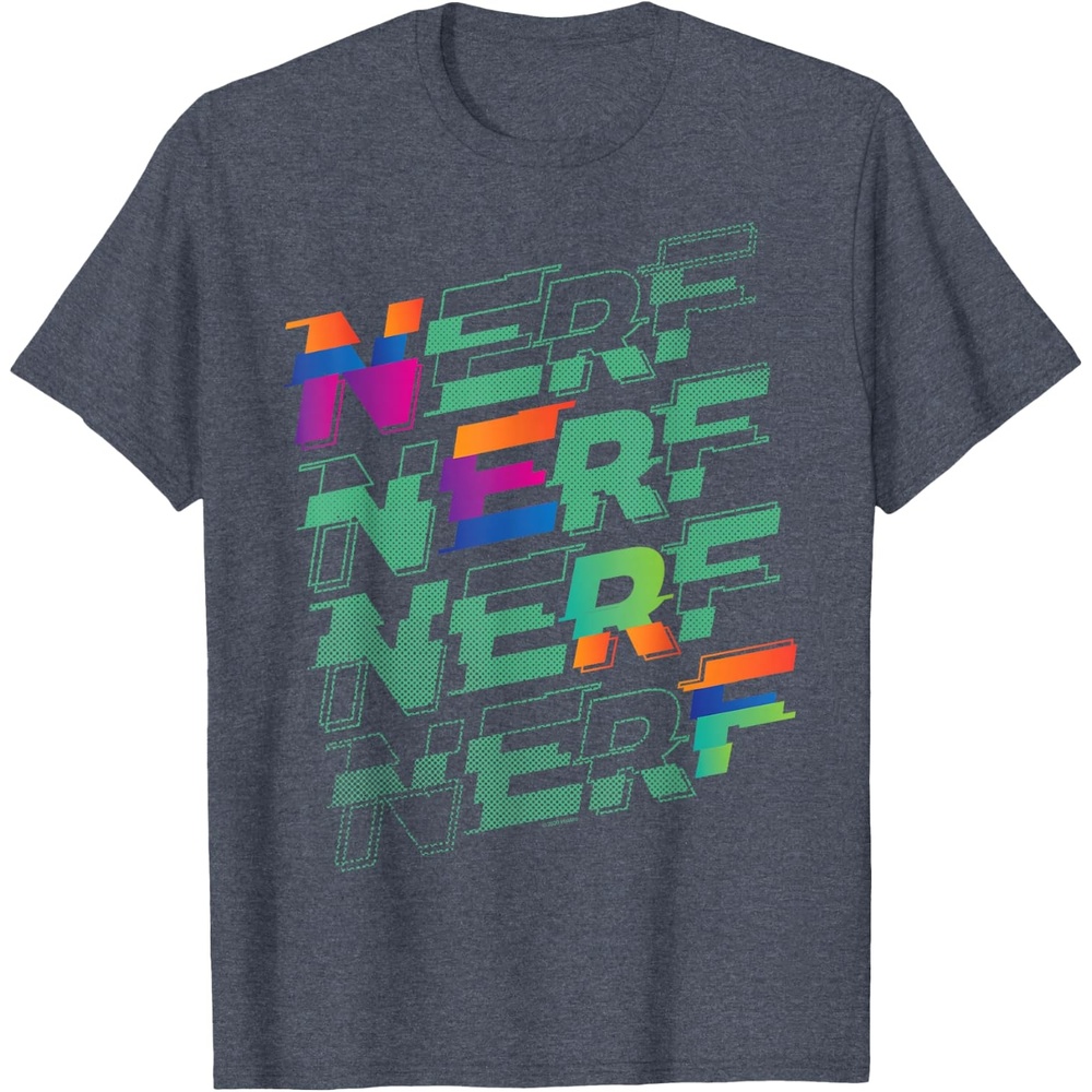 image:imageNerf Glitch Color Logo Stack TShirtHeather Blue