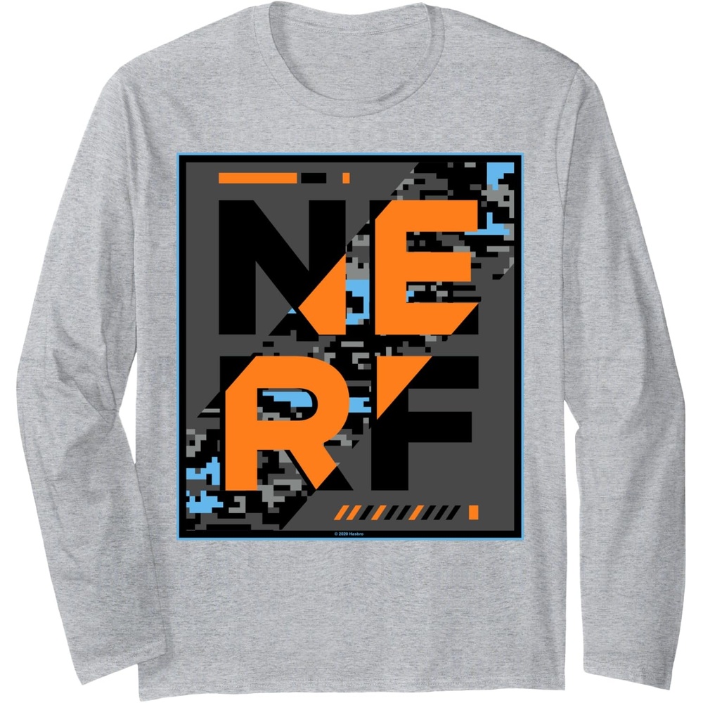 image:imageNerf Glitch Poster Long Sleeve TShirtHeather Grey
