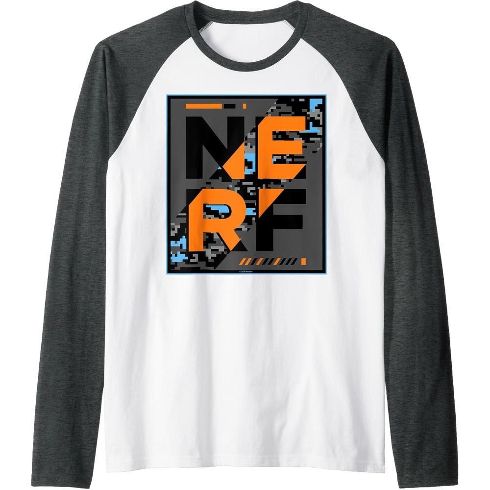 image:imageNerf Glitch Poster Raglan Baseball TeeDark Heather GreyWhite
