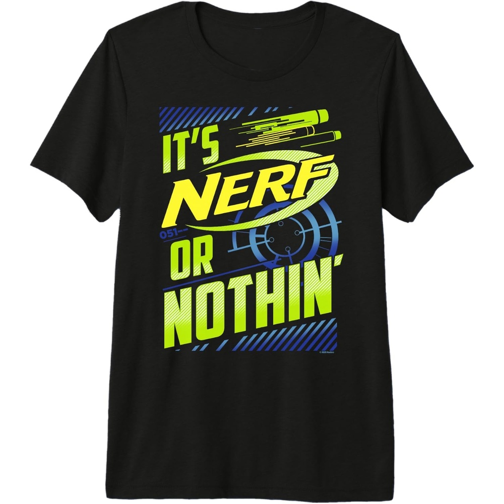 image:imageNerf Its Nerf Or Nothin Retro Bold Logo Premium Triblend TShirtBlack