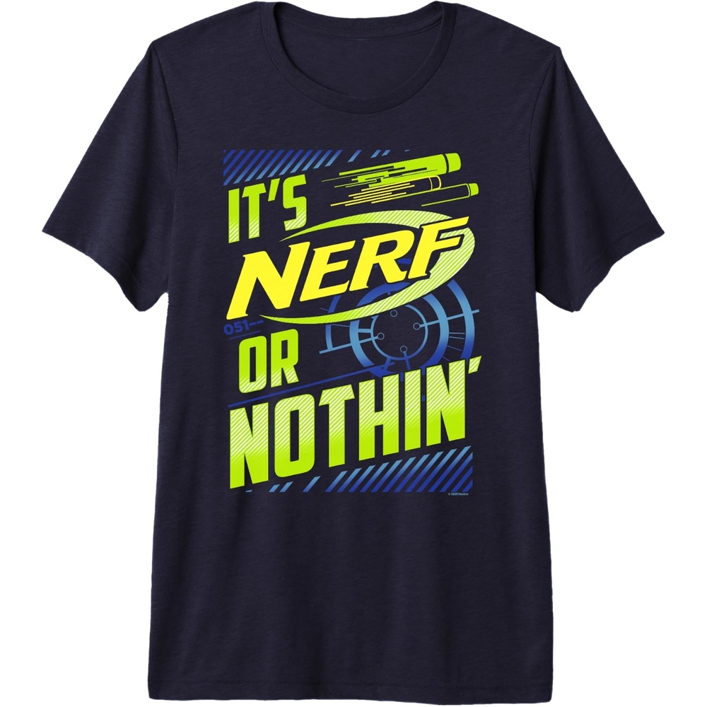 image:imageNerf Its Nerf Or Nothin Retro Bold Logo Premium Triblend TShirtNavy Blue